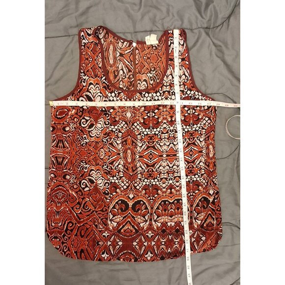 Japna Shirt Womens Medium Orange Geometric Print Sleeveless Dressy Lightweight - Picture 4 of 9